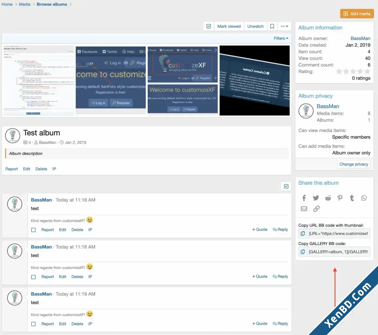 sidebar next to album items on album view.webp